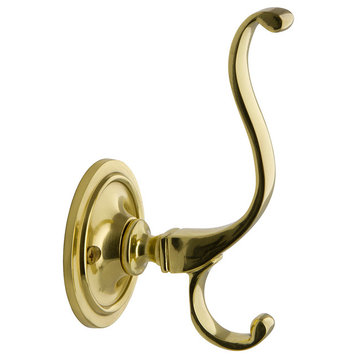 Plain Coat Hook, Polished Brass