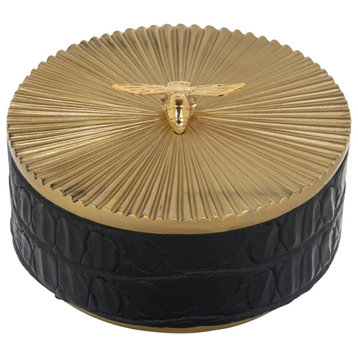 Round Black Modern Storage Box | OROA Beez, Large