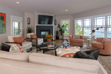 Inspiration for a transitional living room remodel in Boston