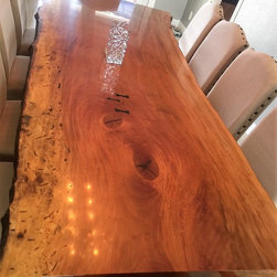 Sycamore Live Edge Dining Table on X-Style Bases - Dining Tables