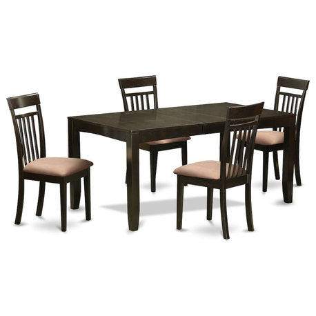 5-Piece Dining Room Set, Table With Leaf Plus 4 Kitchen Chairs