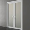 Planum 2102 Interior French Frosted Glass Doors 60x96 White Silk