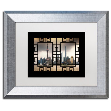 Philippe Hugonnard 'Pearl Tower V' Art, Silver Frame, White Matte, 14"x11"