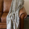Mina Victory Fur Silver Leopard Ivory and Gray Throw Blanket, 50"x70"
