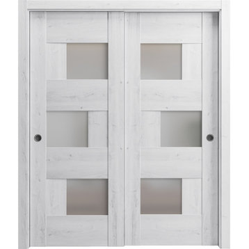 Closet Bypass Doors 60 x 96, 6933 Nordic White & Frosted Glass