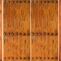 Knotty Alder Front Prehung Double Door with Two Sidelites - Front Doors