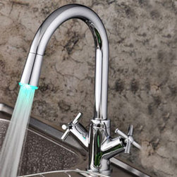 LED Centerset Contemporary Chrome Kitchen Tap T1893F - Kitchen Faucets