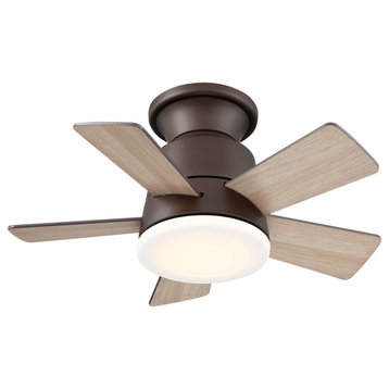 24 in Dimmable Flush Mounted Ceiling fan With 5 Blades and Remote, Bronze
