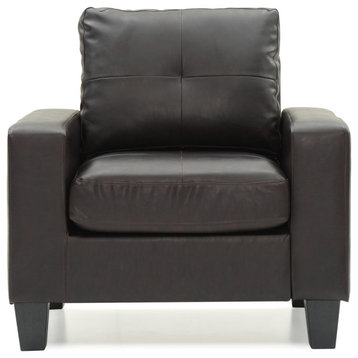 Newbury Accent Chair with Removable Cushions, Dark Brown