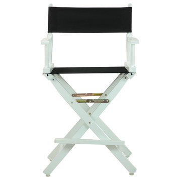 24" Director's Chair With White Frame, Black Canvas