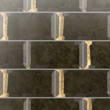 Lustre Beveled Antique Gold Glass Wall Tile