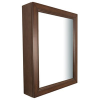Bellaterra 24" Bathroom Medicine Cabinet, Birch Wood Frame, Walnut Finish