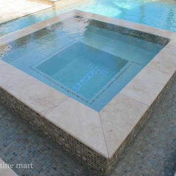 Ivory Tumbled Travertine Pool Tile and Pavers
