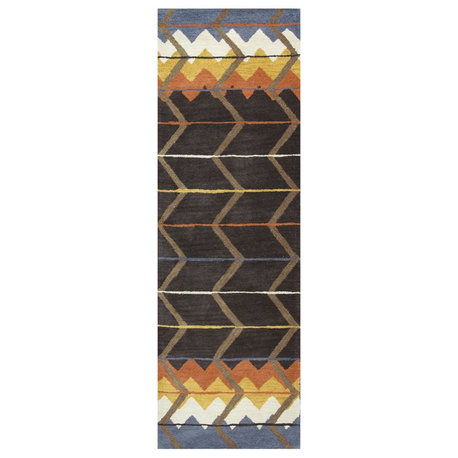 Alora Decor Pueblo 2'6" x 8' Southwest Tribal Multi Blue Off White Gold Rust Rug