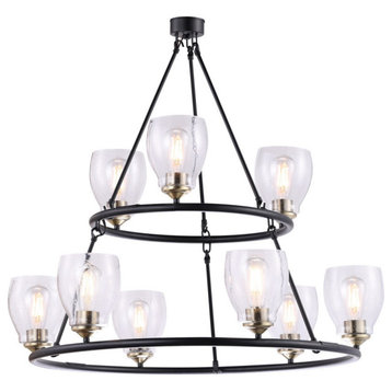 Minka Lavery Winsley 9-Light Chandelier 2439-878, Coal And Stained Brass