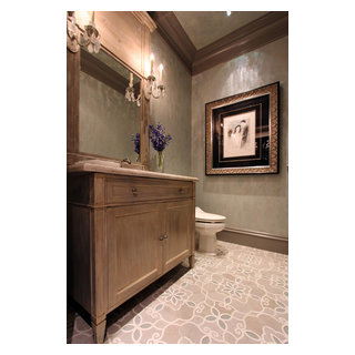 Moonshine glam powder puff room - Transitional - Powder Room - Houston ...