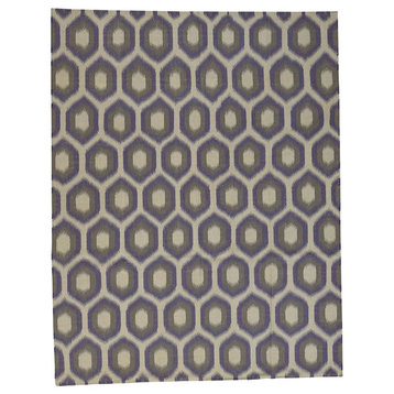 Purple Flat Weave Durie Kilim Reversible Hand Woven Rug, 8'10" x 12'2"
