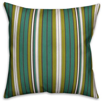 Green Stripes Throw Pillow, 18"x18"