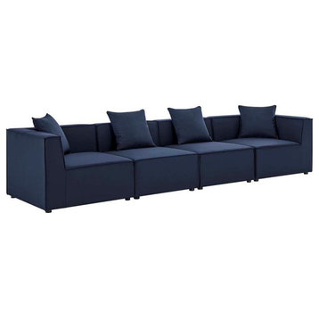 Modway Saybrook 4-Seater Fabric Outdoor Patio Sectional Sofa in Navy