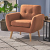 GDF Studio Joseline Mid Century Modern Petite Fabric Club Chair, Burnt Orange
