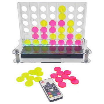 OnDisplay Luxe Glowing Acrylic Four In a Row Game w/Lights & Remote Control - 4