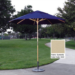 Antique-Beige-Wood-Market-Umbrellas - Patio Furniture And Outdoor Furniture