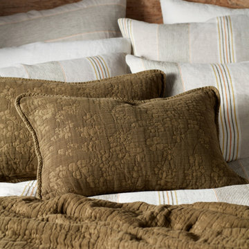 Dark Olive Clover 100% Cotton Quilted Cushion Cover