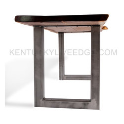 Live Edge Walnut Dining Table On Custom Steel Bases - Dining Tables