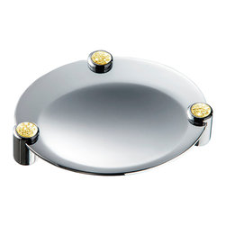Secret Bath - Cecilia Gold Swarovski Crystals Table Soap Dish, Chrome-Gold - Soap Dishes & Holders