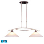 Elk Home - 2-Light Island Light, Satin Nickel and Tea Swirl Glass, Led, 800 Lumens - The geometric lines of this collection offer harmonious symmetry with a sophisticated contemporary appeal. A perfect complement for kitchens, billiard parlors, or any area that requires direct lighting.
