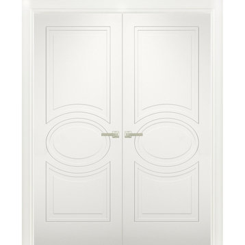 Solid French Double Doors / Mela 7001 Matte White, 48" X 80" ( 2* 24x80)