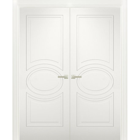 Interior French Double Doors / Mela 7001 Matte White /Modern Doors -48x80