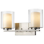 Z-Lite - Willow 2 Light Bathroom Vanity Light, Brushed Nickel - Clean, graceful lines of the arms + glass shades define the Willow family. Brushed nickel fixtures and inner matte opal with clear outer glass shades create clean and unique designs.