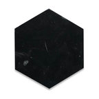 Nero Marquina Black Marble 6 inch Hexagon Tile Honed, 100 piece