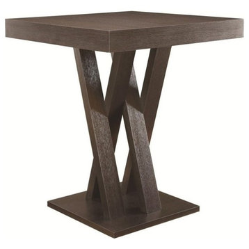 Coaster Square Wood Counter Height Dining Table in Cappuccino