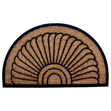 Imports Decor Coir And Rubber Sunrise Door Mat With Black And Brown 705RBCM