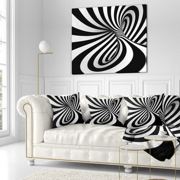 Spiral Black n White Contemporary Throw Pillow, 16"x16"