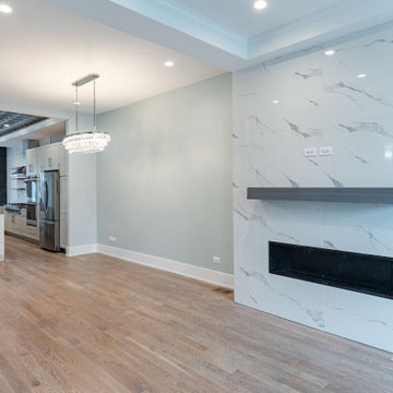 Chicago Modern Fireplace Wall & Open Living Space Renovation