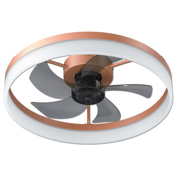 Rose Gold Ceiling Fans With Lights Dimmable LED