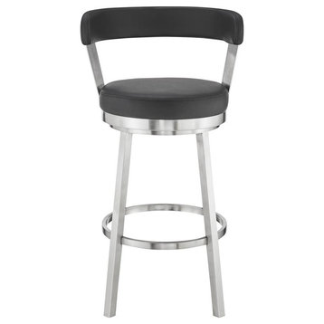 Kobe 30 Bar Height Swivel Bar Stool in Brushed Stainless Steel Finish and...
