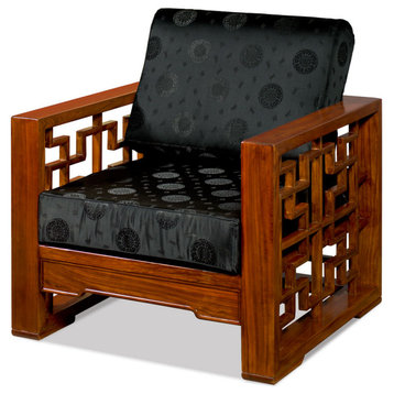 Elmwood Wan Zi Sofa Chair, Mahogany
