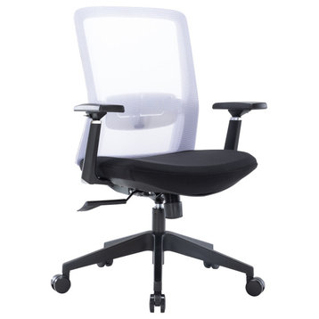 LeisureMod Ingram Modern Mesh Office Task Chair With Adjustable Armrests, White