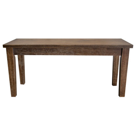 Transitional Antique-Style Natural Oak Dining Room Bench