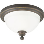 Progress Lighting - Progress Lighting 1-60W Medium Close-To-Ceiling , Antique Bronze - The Madison collection features etched glass with transitional elements. Simplified vintage style. One-light close-to-ceiling fixture.