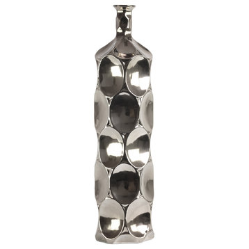 Urban Trends Ceramic Round Bottle Vase With Silver Finish