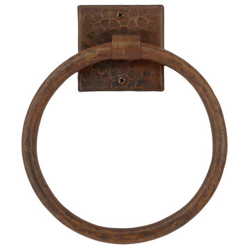 10" Hand Hammered Copper Full Size Bath Towel Ring