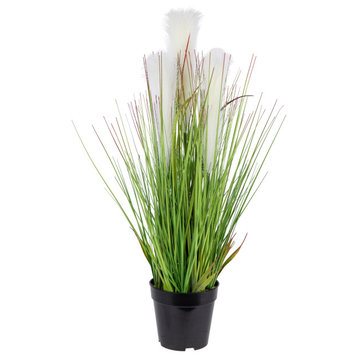 27" Artificial Onion and Pampas Grass in Pot