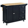 Homestyles Mobile Kitchen Island Cart with Wood Drop Leaf Breakfast Bar in Black