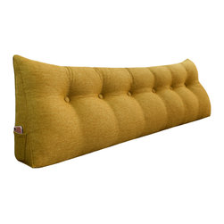 WOWMAX - Bed Wedge Pillow, Daybed Back Support, Lumbar Pillow, Reading Wedge, Linen Gold, 71x20x8 - Bed Pillows