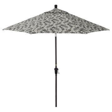 9' Patio Umbrella Bronze Pole Auto Tilt Pacific Premium, Palm Graphite